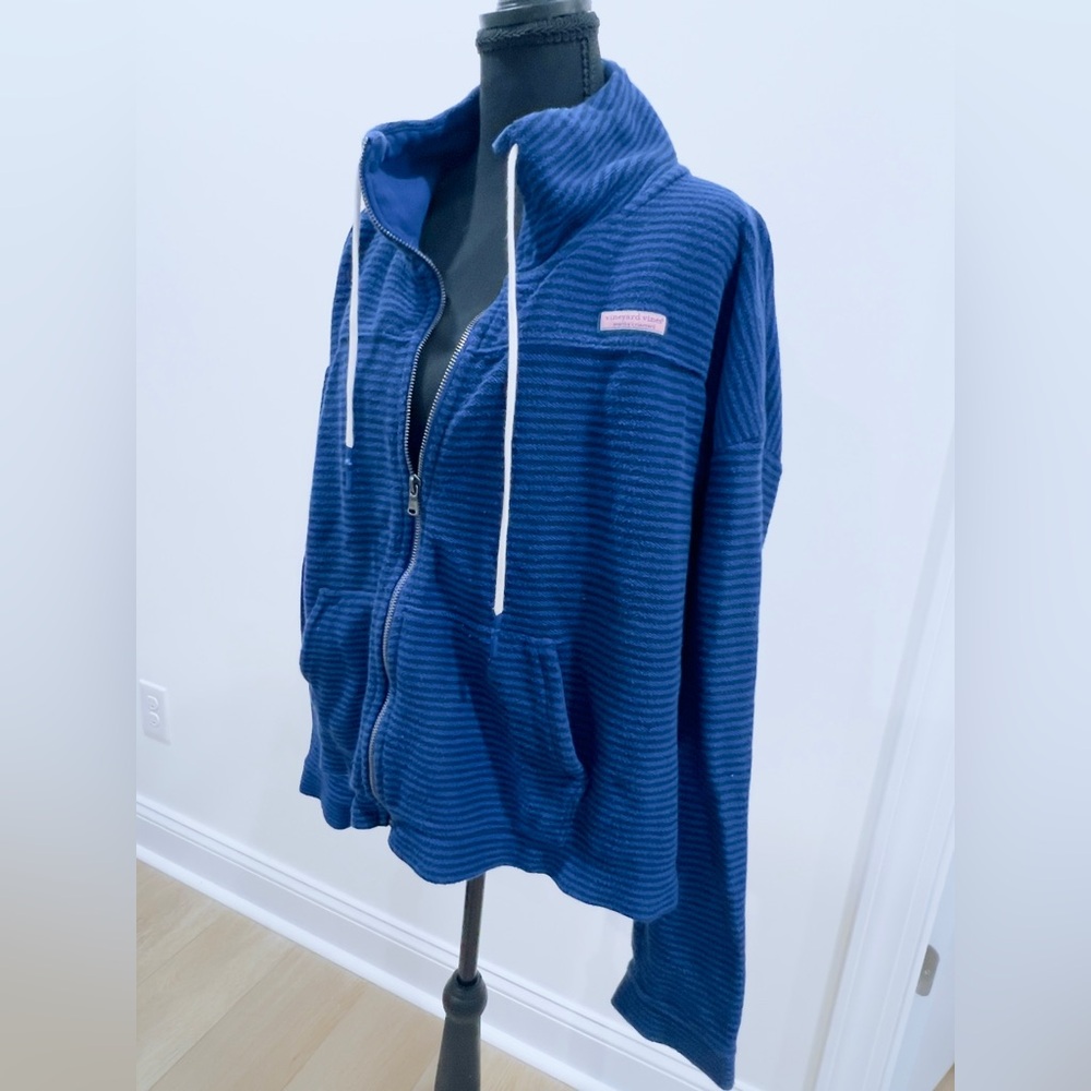 Vineyard Vines Women’s Size Medium Tonal Striped Full Zip Up Shep Shirt